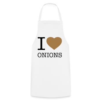 I LOVE ONIONS Zwiebeln - Kochschürze - Weiß - Vorne - AI Model Male 185 dark (185cm)