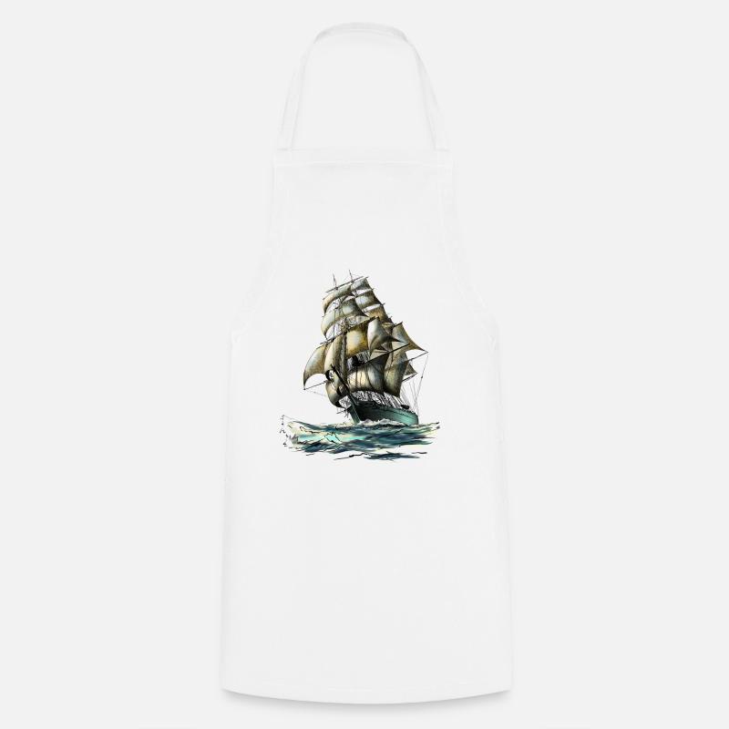 Segelschiff - Kochschürze - Weiß
