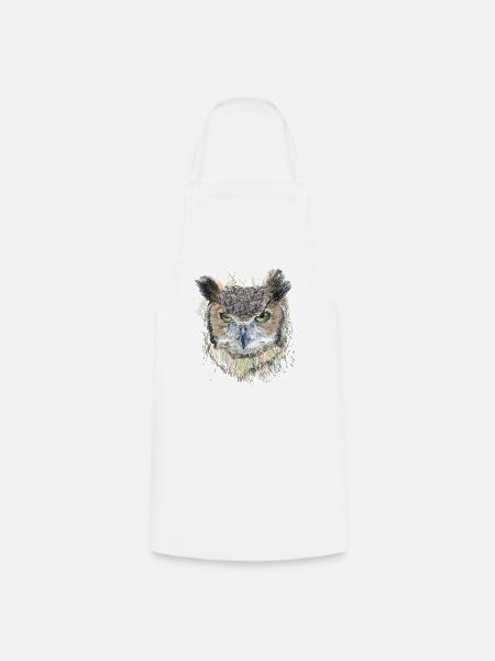 Owl - Cooking Apron - white