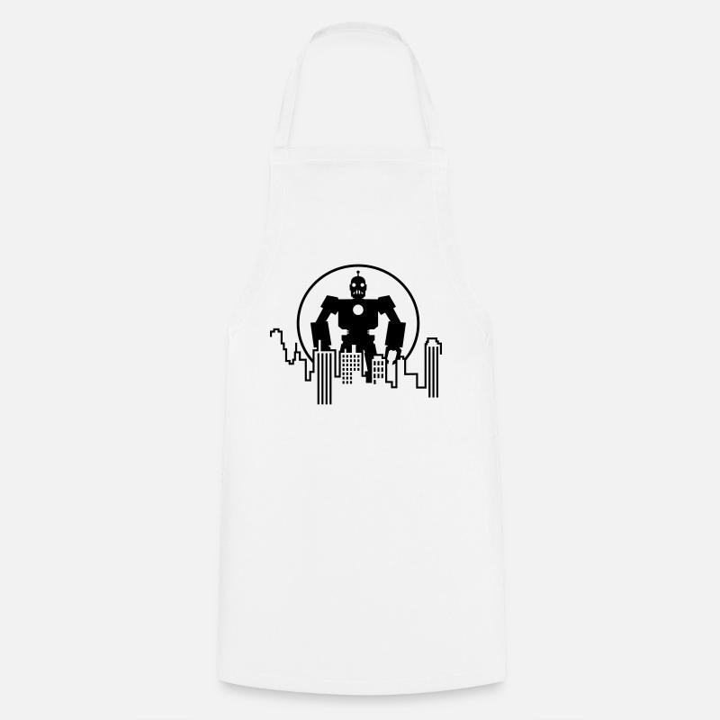 Robot Skyline – Sci-Fi Android Silhouette Shirt - Kochschürze - Weiß