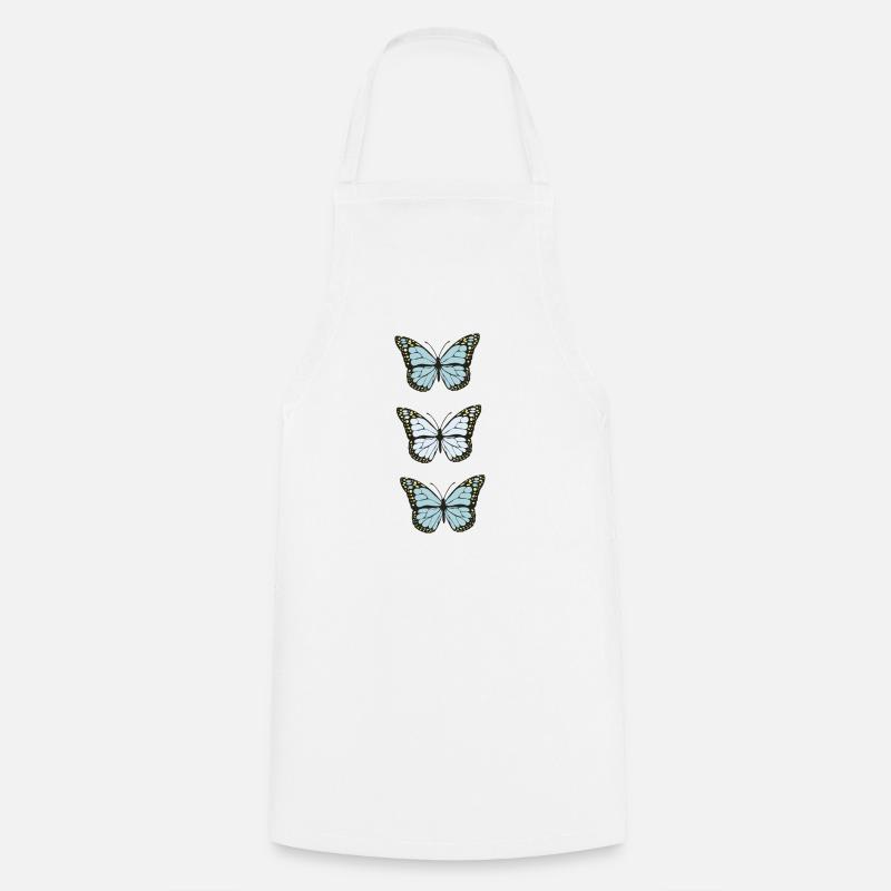 Trois Papillons Monarques Bleus - Tablier de cuisine - blanc