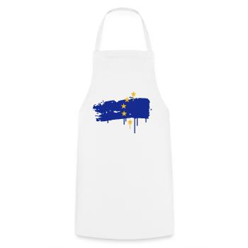 Drapeau européen peinture avec un coup de pinceau - Tablier de cuisine - blanc - Devant - AI Model Male 185 dark (185cm)