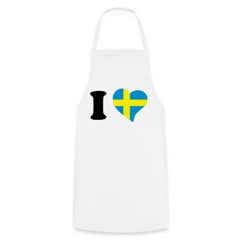 I love Sweden - J'aime la Suède - Tablier de cuisine - blanc - Devant - AI Model Male 185 dark (185cm)