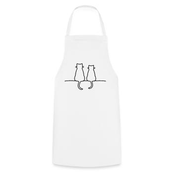 cute cats cat love friendship - Cooking Apron - white - Front - AI Model Male 185 dark (185cm)