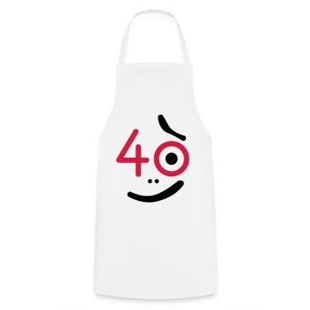 40 Jahre - so what? - Kochschürze - Weiß - Vorne - AI Model Male 185 dark (185cm)