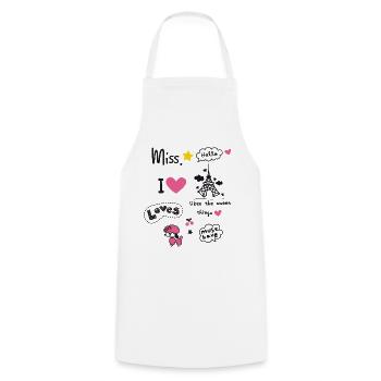 badges paris pink girl love scribble miss cute LOL - Kochschürze - Weiß - Vorne - AI Model Male 185 dark (185cm)