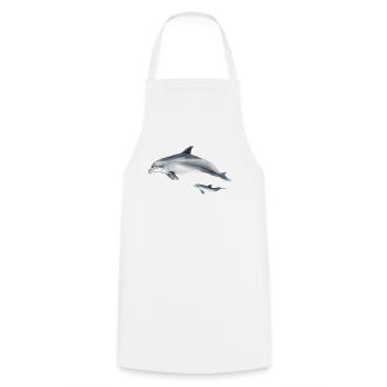 Dolphins in blue duo watercolor - Cooking Apron - white - Front - AI Model Male 185 dark (185cm)