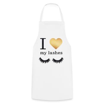 I love my Lashes - Cooking Apron - white - Front - AI Model Male 185 dark (185cm)