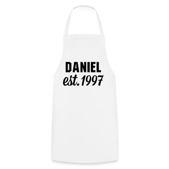 Daniel est 1997 - Kochschürze - Weiß - Vorne - AI Model Male 185 dark (185cm)