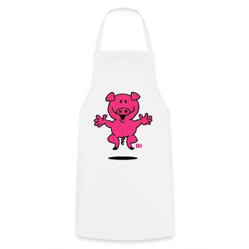 Whimsical Pink Pig Cartoon Design - Cooking Apron - white - Front - AI Model Male 185 dark (185cm)