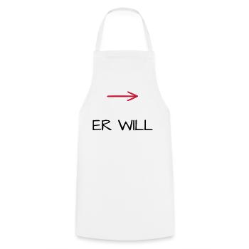 He wants bachelor party arrow - Cooking Apron - white - Front - AI Model Male 185 dark (185cm)