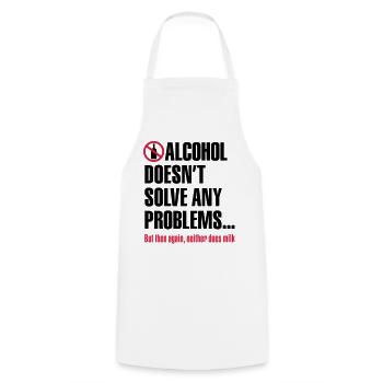 Alcohol does not solve any problems ... But then - Cooking Apron - white - Front - AI Model Male 185 dark (185cm)