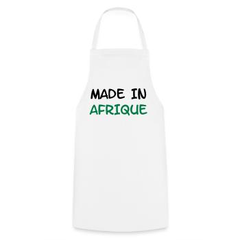 Made in AFRICA! - Cooking Apron - white - Front - AI Model Male 185 dark (185cm)