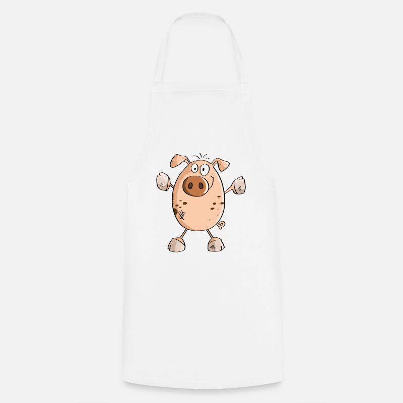 Saustarkes Schwein - Schweine - Eber - Bache - Kochschürze - Weiß