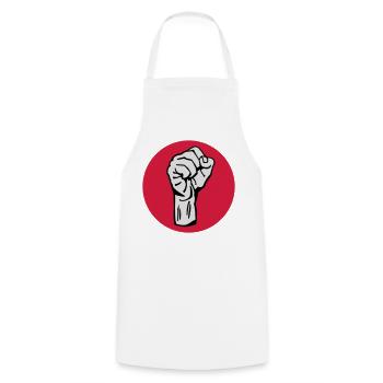 Fist - Protest - Democracy - Cooking Apron - white - Front - AI Model Male 185 dark (185cm)