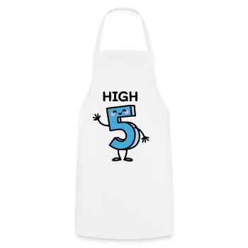High 5 - anniversaire de numéro de dessin animé cinq ans - Tablier de cuisine - blanc - Devant - AI Model Male 185 dark (185cm)
