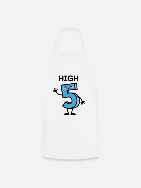 High 5 - Cartoon Nummer Geburtstag fünf Jahre alt - Kochschürze - Weiß