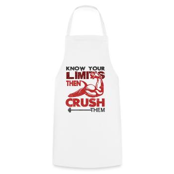 Know your Limits Muscle Building Motivation - Cooking Apron - white - Front - AI Model Male 185 dark (185cm)