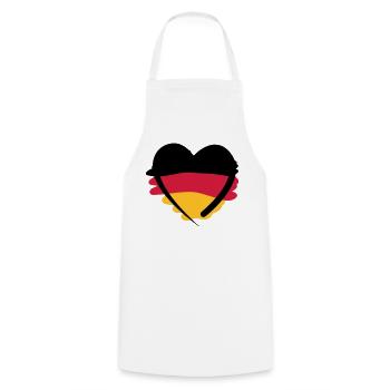 Deutschland Herz | German Heart | Art - Cooking Apron - white - Front - AI Model Male 185 dark (185cm)