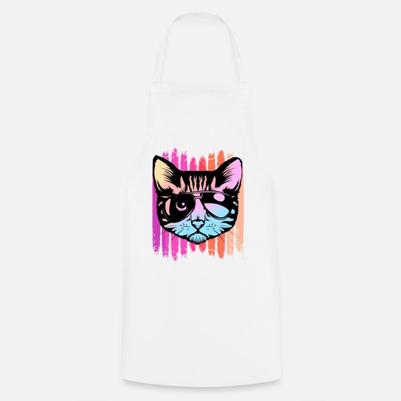 Cat with sunglasses - Cooking Apron - white