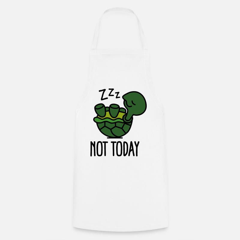 Not today - cute - sleeping - lazy - turtle - baby - Cooking Apron - white