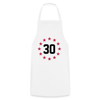 30 years - Cooking Apron - white - Front - AI Model Male 185 dark (185cm)