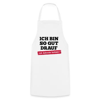 T-shirt énonciations "je suis de mauvaise humeur - - Tablier de cuisine - blanc - Devant - AI Model Male 185 dark (185cm)