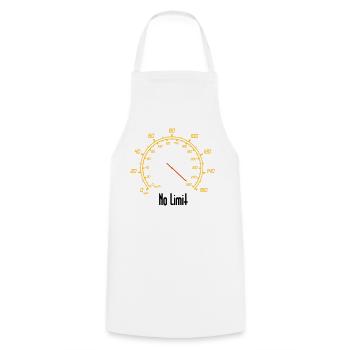 Tacho | No Limit - Kochschürze - Weiß - Vorne - AI Model Male 185 dark (185cm)