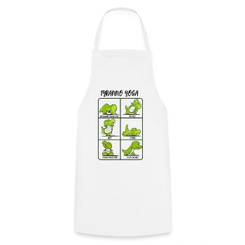 TRex Yoga für Frauen & Männer | Namaste Om Dinosaurier-Licht - Kochschürze - Weiß - Vorne - AI Model Male 185 dark (185cm)