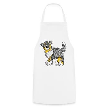 Australian Shepherd – Aussie – t-shirt design - Cooking Apron - white - Front - AI Model Male 185 dark (185cm)