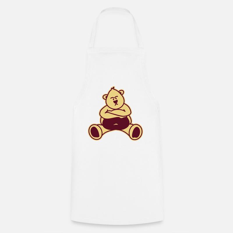 Evil Bear / Teddy pouts - Cooking Apron - white