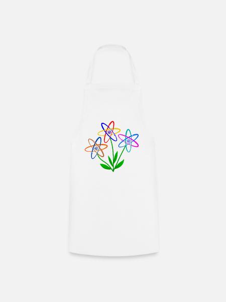 flower power, Atom, Atomkern, Blumen Atomenergie - Kochschürze - Weiß