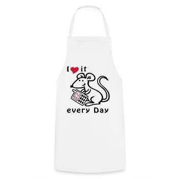 Téléphone portable, Souris, Chat - Tablier de cuisine - blanc - Devant - AI Model Male 185 dark (185cm)