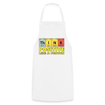 Penser positif, comme un proton - Tablier de cuisine - blanc - Devant - AI Model Male 185 dark (185cm)