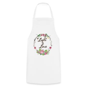 Loving "light and love" design - Cooking Apron - white - Front - AI Model Male 185 dark (185cm)