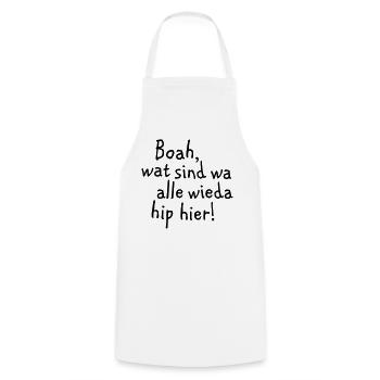 Wow, wat wa are wieda all hip here! - Cooking Apron - white - Front - AI Model Male 185 dark (185cm)