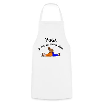 Yoga herabschauender Hund - Kochschürze - Weiß - Vorne - AI Model Male 185 dark (185cm)