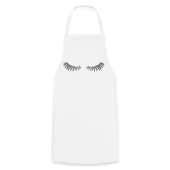 Eye lashes looking down. - Cooking Apron - white - Front - AI Model Male 185 dark (185cm)