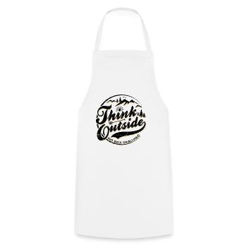 Think Outside No Box Required - Funny Camping Gift - Cooking Apron - white - Front - AI Model Male 185 dark (185cm)