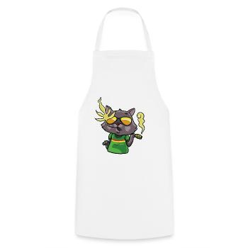 Cat Marijuana Weed Joint Kiffener Reggae Gift - Cooking Apron - white - Front - AI Model Male 185 dark (185cm)