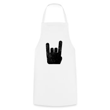 Pommesgabel Metal Hand Rock Metal Music - Cooking Apron - white - Front - AI Model Male 185 dark (185cm)