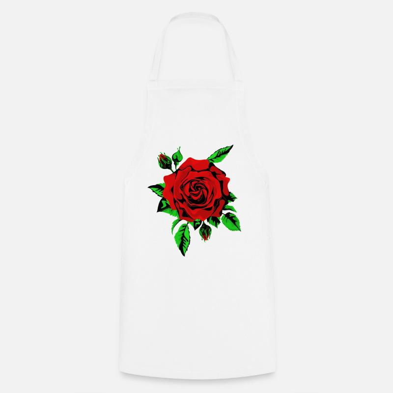 Rose rouge - Tablier de cuisine - blanc