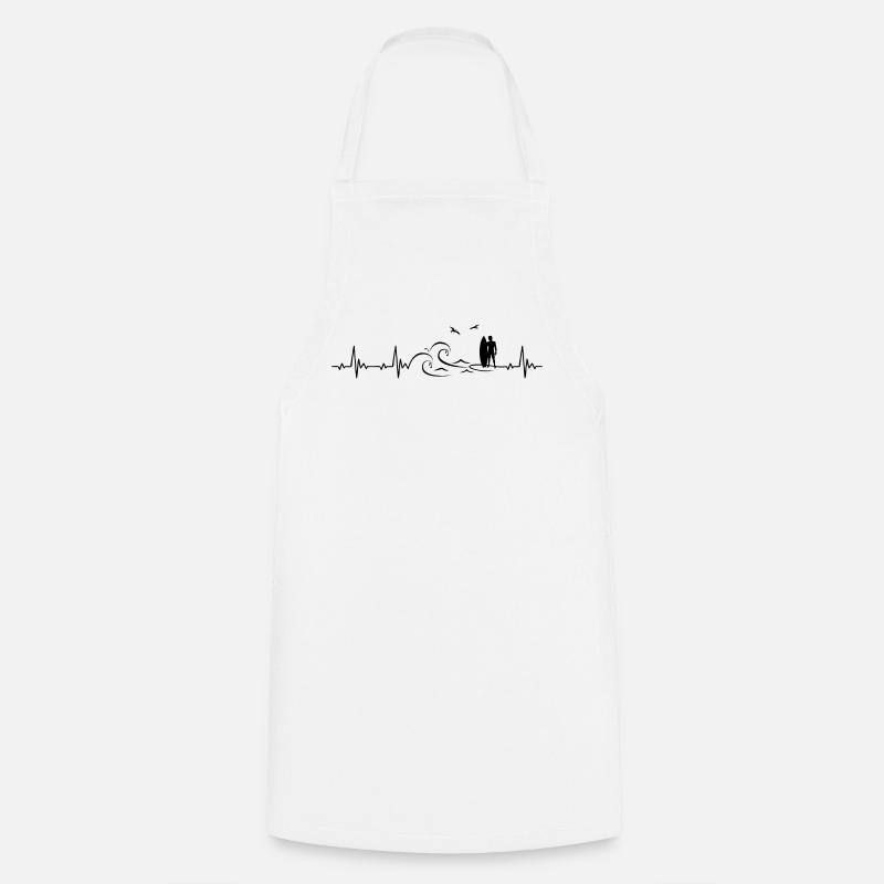 Surfer heartbeat frequency pulse ECG - Cooking Apron - white