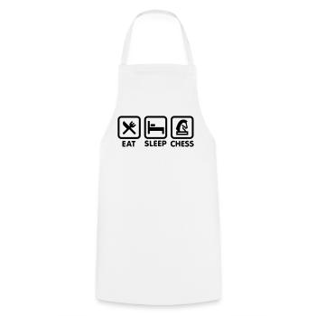 Mangez - sommeil - Jouez aux échecs / Mangez, - Tablier de cuisine - blanc - Devant - AI Model Male 185 dark (185cm)