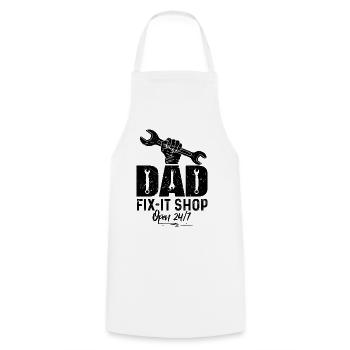 Dad Fix-It Shop Open 24/7 - Kochschürze - Weiß - Vorne - AI Model Male 185 dark (185cm)