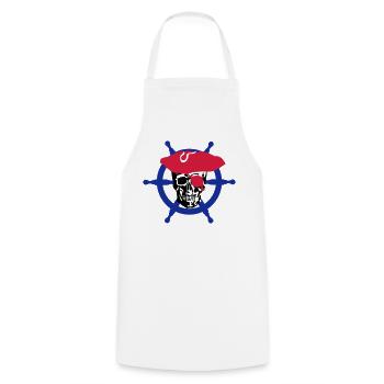 skull pirate - Tablier de cuisine - blanc - Devant - AI Model Male 185 dark (185cm)