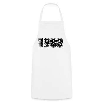 Jahrgang 1983 - Cooking Apron - white - Front - AI Model Male 185 dark (185cm)