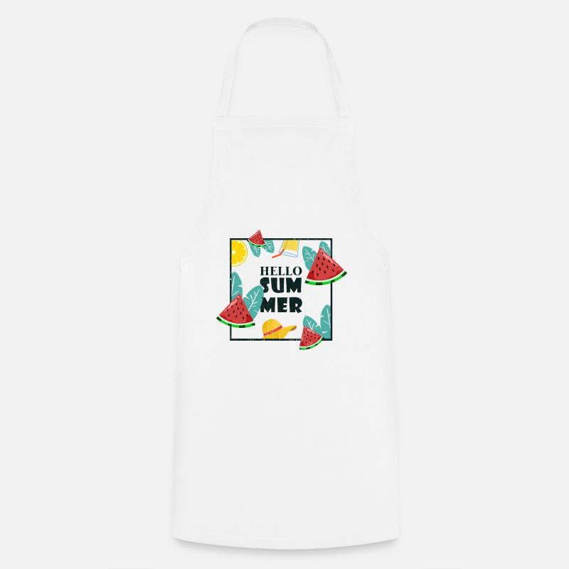 Hello Summer | Pastèque cadeau de limousine orange - Tablier de cuisine - blanc