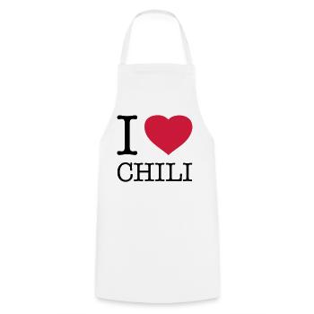 I ♥ CHILI - Cooking Apron - white - Front - AI Model Male 185 dark (185cm)
