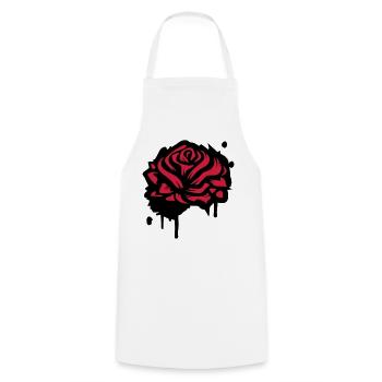 A rose as a graffiti - Cooking Apron - white - Front - AI Model Male 185 dark (185cm)
